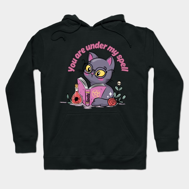 Witch Cat with spell book Hoodie by Artist usha